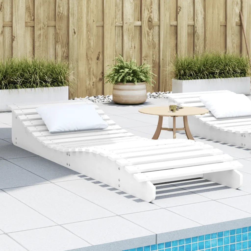 Lettino Prendisole | Sdraio da giardino | Lettino da sole Bianco 205x70x31,5 cm in Legno Massello Pino