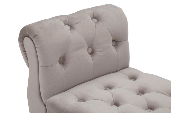 Panchetta Paris 120x40x60 cm in Legno Spugna Metallo e Poliestere Grigio Nero e Oro