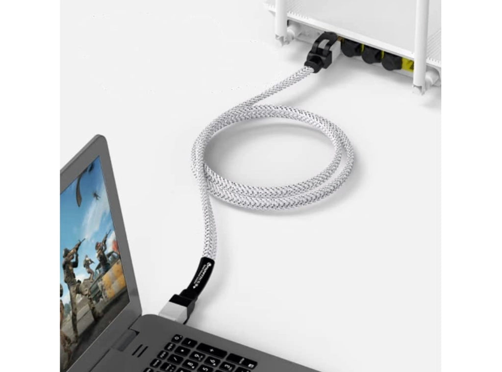 Cavo Ethernet 5M CAT7 Patch Lan Intrecciato in Nylon ad Alta Velocità Piatto Schermato RJ45 10Gbps 600MHz