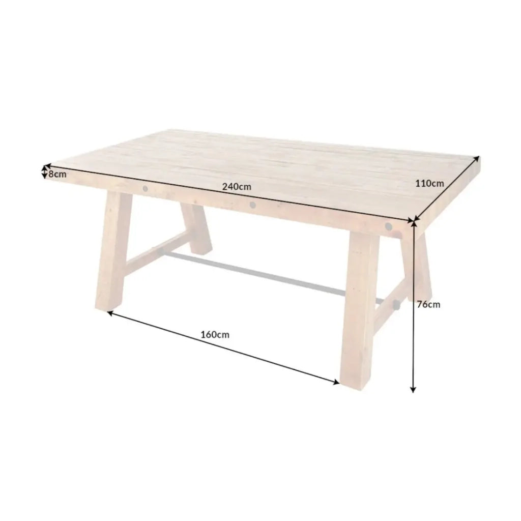 Tavolo da pranzo RANCHO – Legno di pino riciclato verniciato – 240 cm – Stile rustico