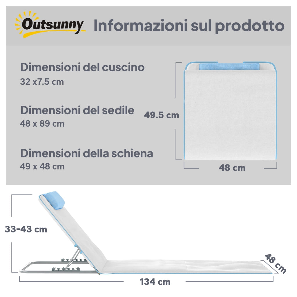 Lettino Prendisole Pieghevole ¨C zephmum ¨C Beige, 48x134x36-45 cm