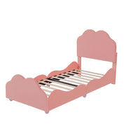 Letto per bambini singolo 90×200 cm in velluto con sponda; struttura in legno; senza materasso; rosa
