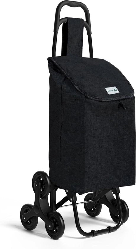Carrello pieghevole per spesa con 3 ruote - impermeabile - 32 litri - nero
