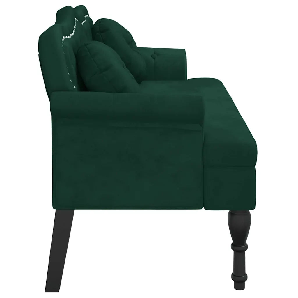 Panca con Cuscini-Sgabello-Divano Verde Scuro 120,5x65x75 cm Velluto