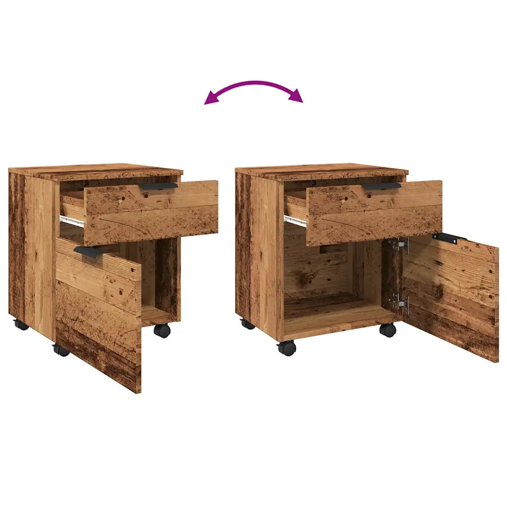 Schedario con Ruote Legno Antico 45x38x54 cm Legno Multistrato 856949