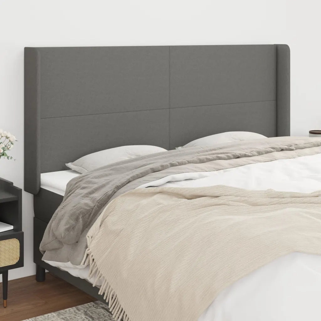 Testiera | Testata ad Orecchio GrigioScuro 163x16x118/128cm inTessuto