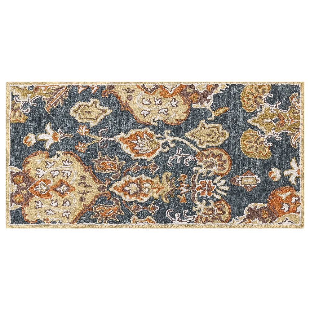 Tappeto multicolore lana 80 x 150 cm spessa pelo lungo motivo orientale
