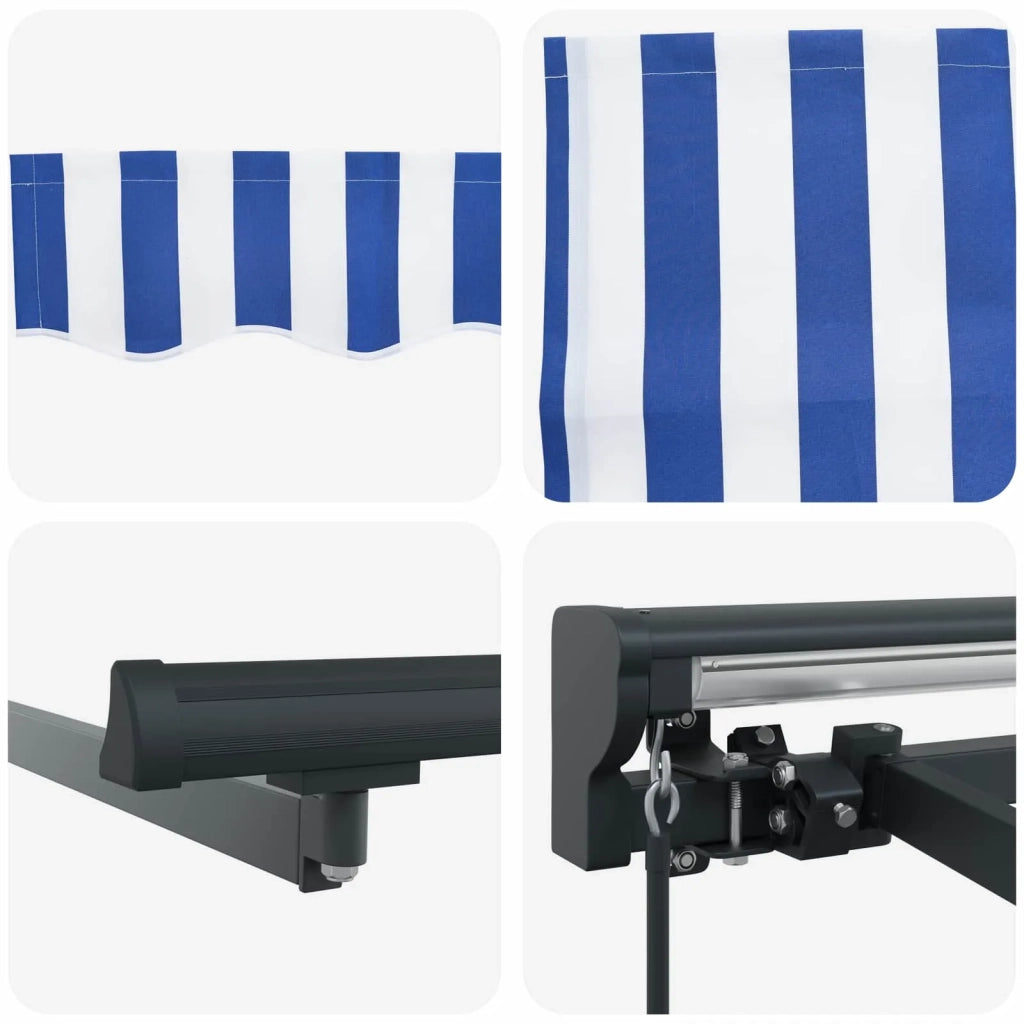 Tenda da Sole | Tenda retrattile manuale Blu e Bianco 4 x 2 m