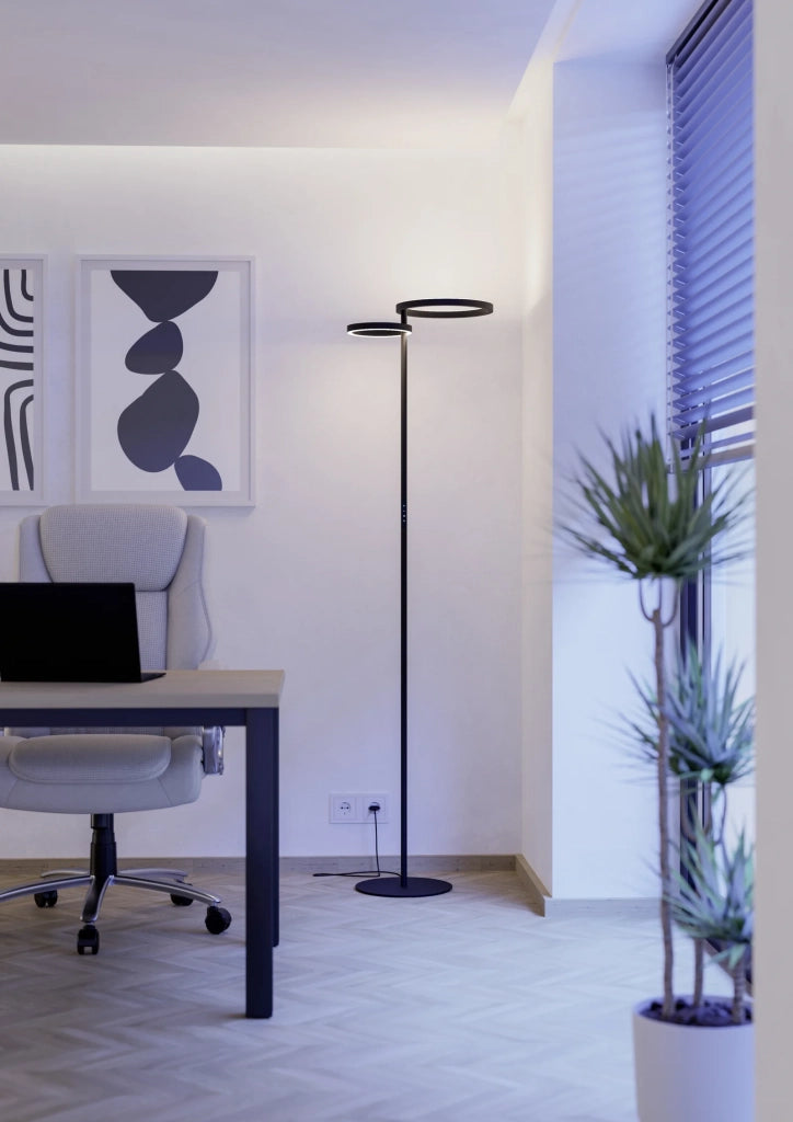 Piantana Minimal Castelpoto 1 Acciaio Nero 2 Luci Led 28W 1850+1300Lm Ip20