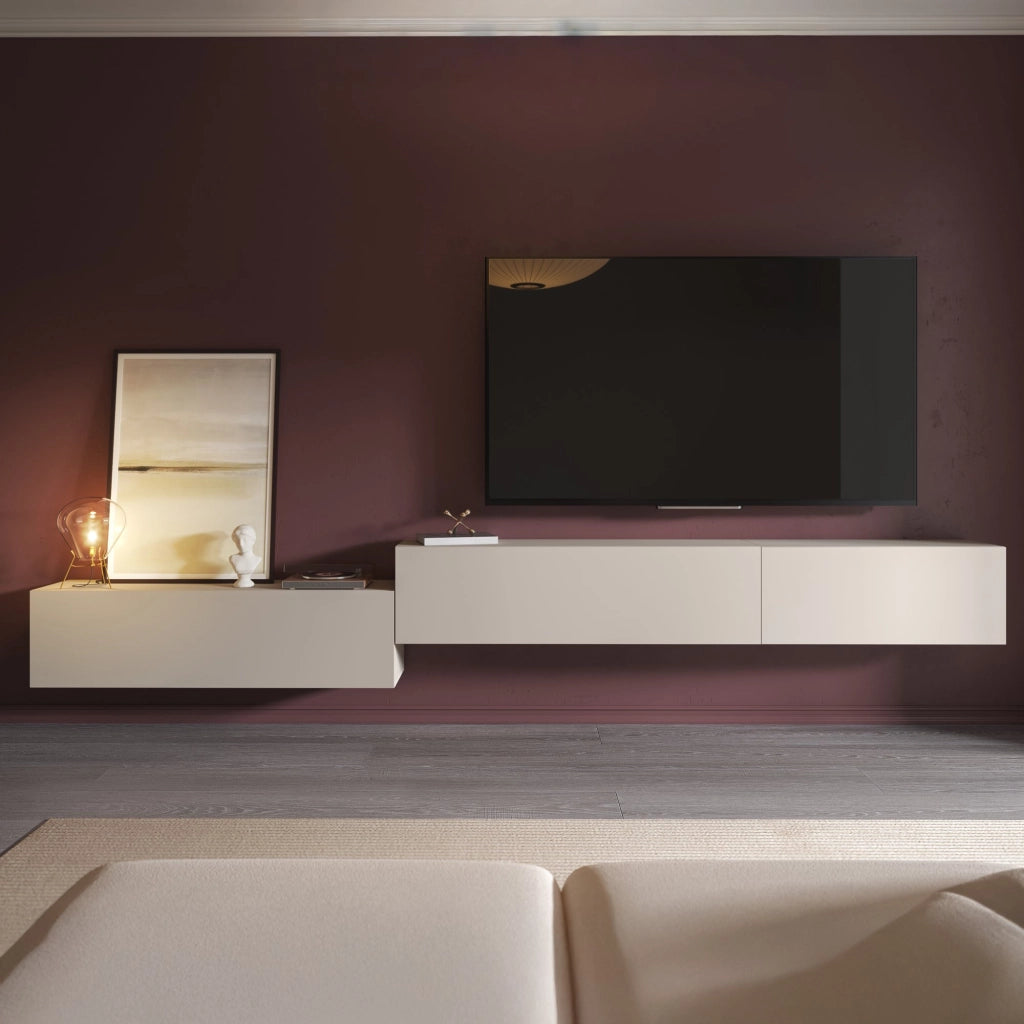 Mobile Soggiorno Gavala, Parete Attrezzata Modulabile, Beige