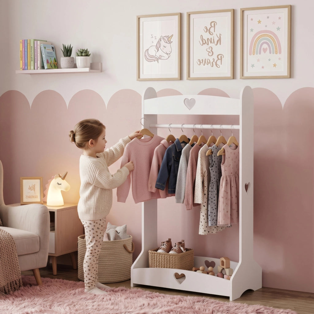 Appendiabiti da Terra Haandsvanssad per Cameretta 126x73x43 cm - Bianco [en.casa]