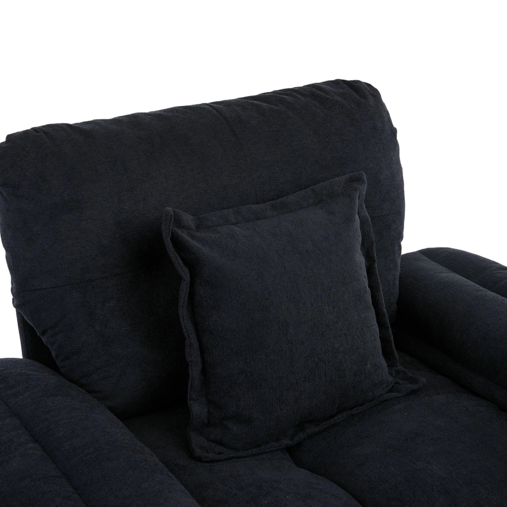 Poltrona Girevole 360° con Cuscino Di Supporto, in Ciniglia, Nero