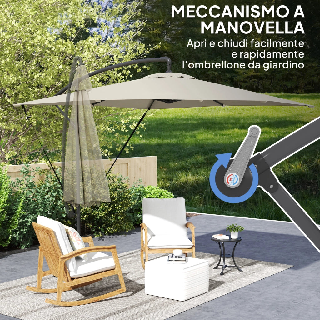 Ombrellone a Sbalzo ¨C Zephmum ¨C Cachi 247x247 cm Metallo Poliestere