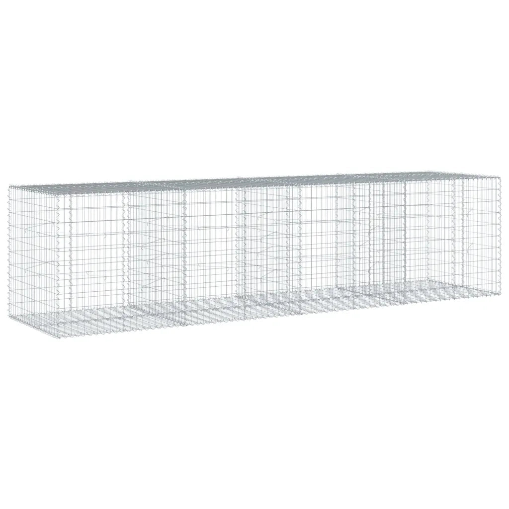 Cesto Gabbione con Copertura 400x100x100 cm in Ferro Zincato 3295196