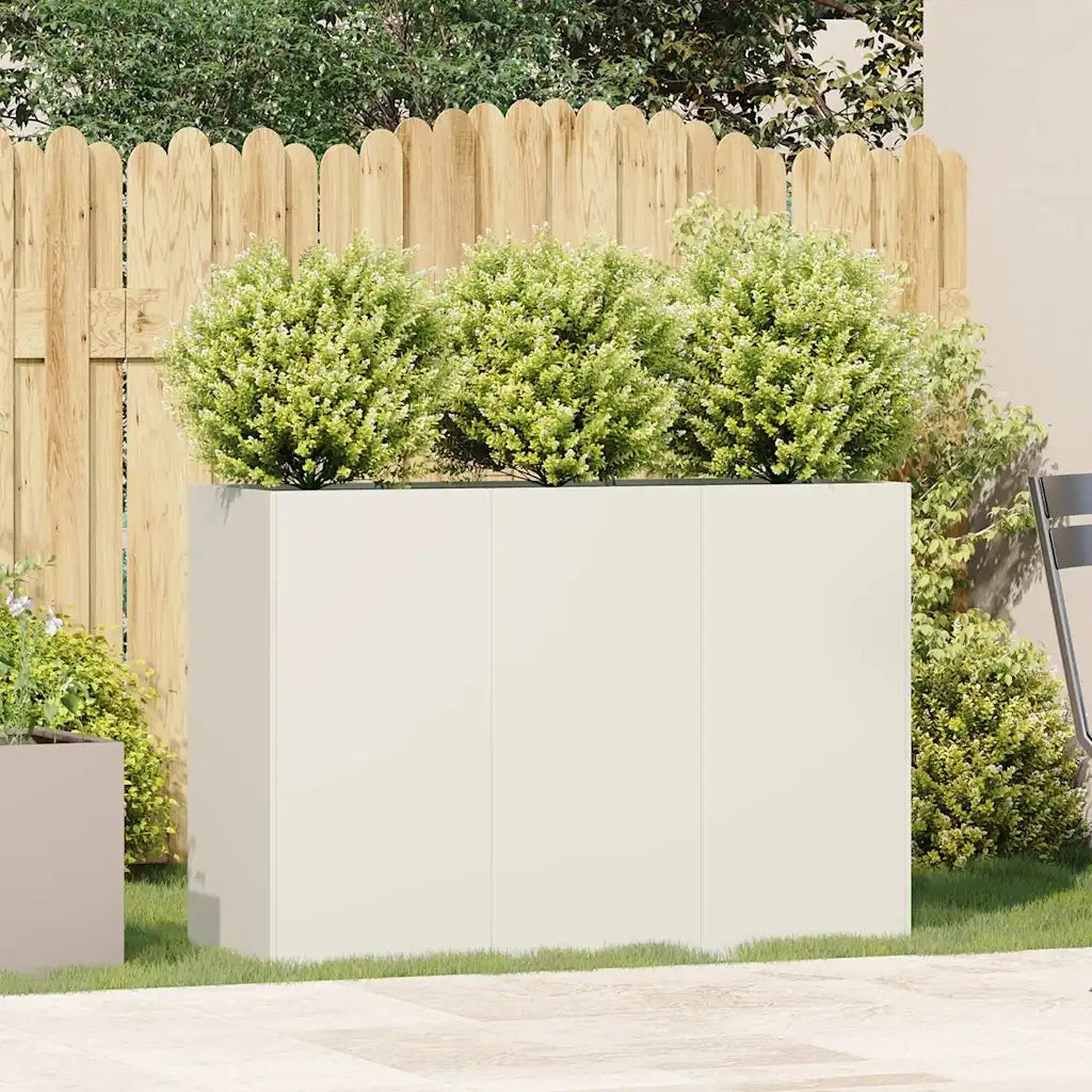 Fioriera | Cassetta per fiori | Vaso Bianca 120x40x80 cm in Acciaio Laminato a Freddo