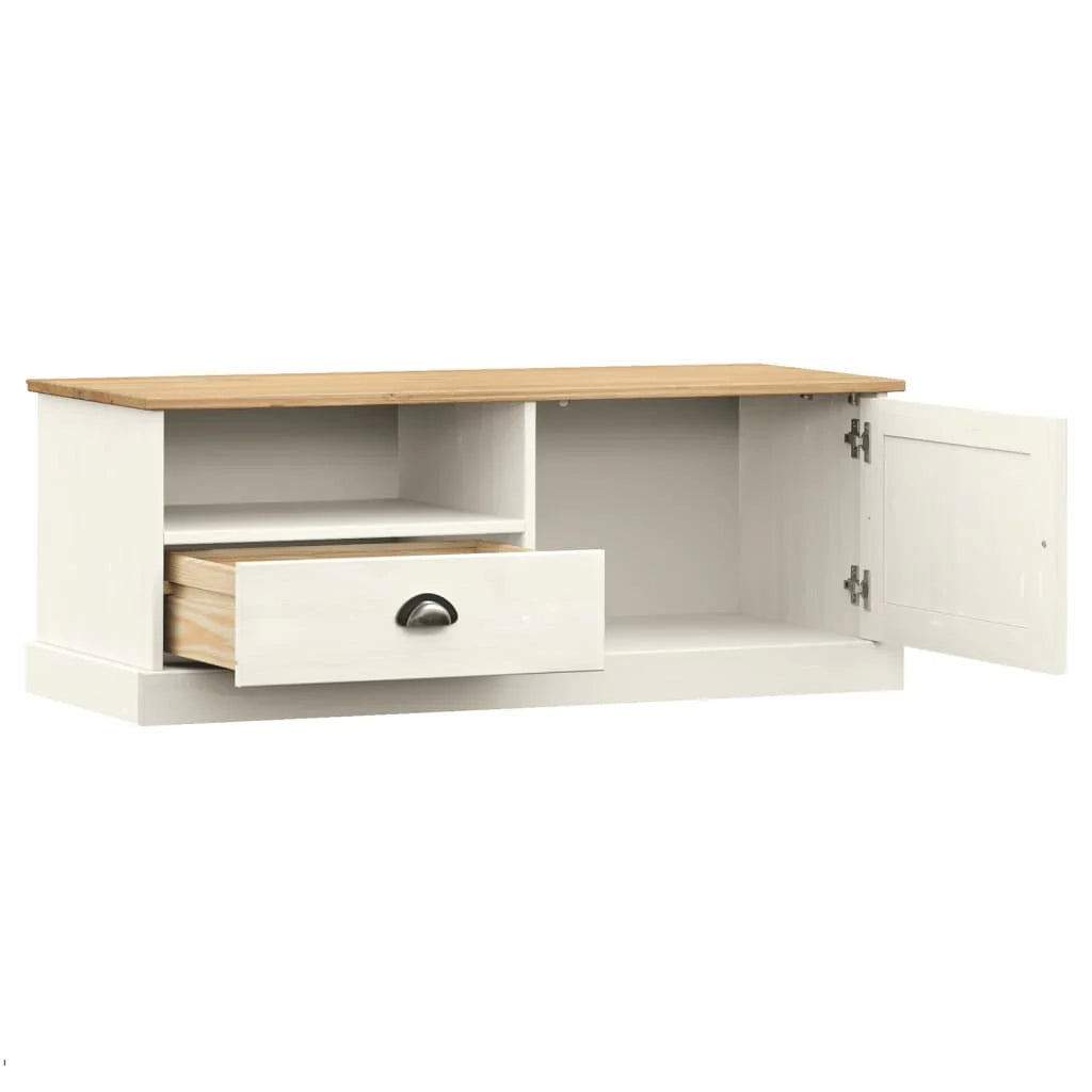 Mobile TV multimediale scaffale per televisione televisione buffet sala da pranzo soggiorno camera da letto 106 x 40 x 40 cm legno massello di pino bianco 02_0028508