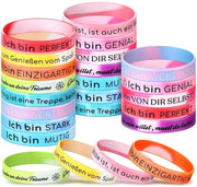 Bracciali motivazionali in silicone - 24 pezzi - Slogan ispiratori - Energia positiva - 20,3 cm - Bracciale motivazionale
