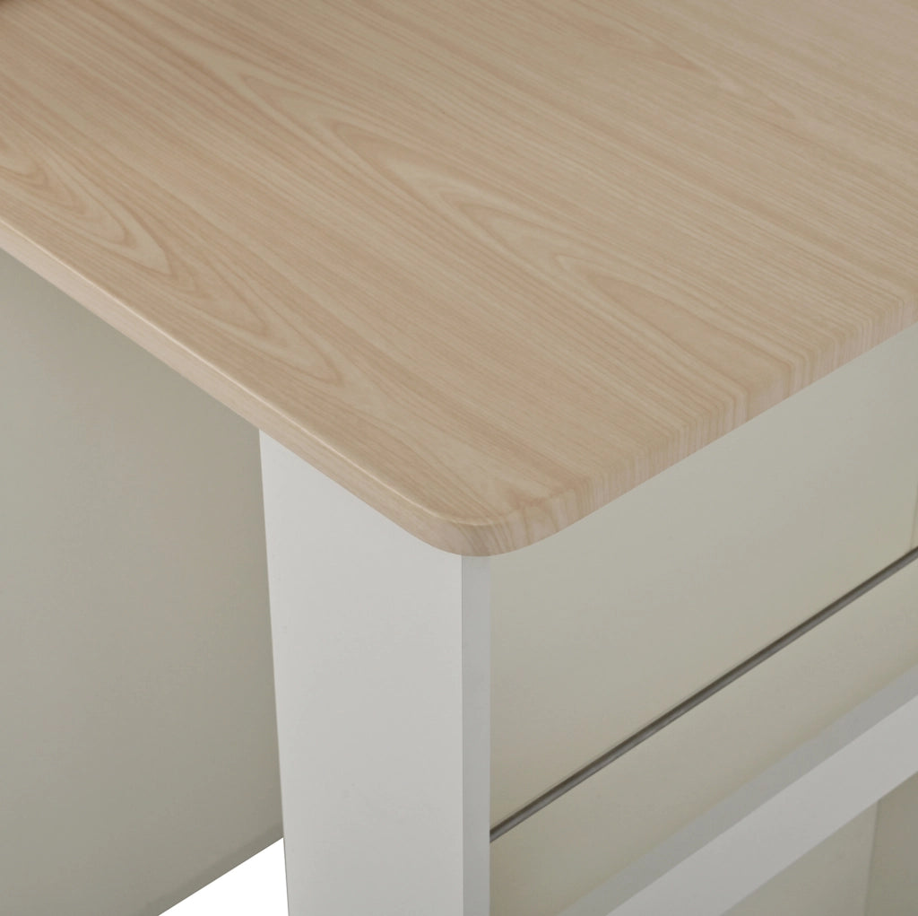 Tavolo consolle allungabile bianco con LED, prese USB/Type-C e vani contenitore per cucina e sala