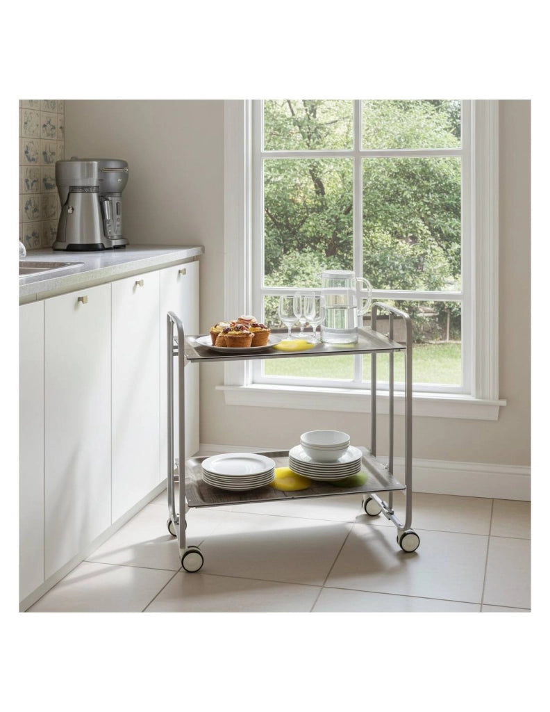 Carrello da cucina pieghevole grigio con ruote BAUHAUS 2 ripiani