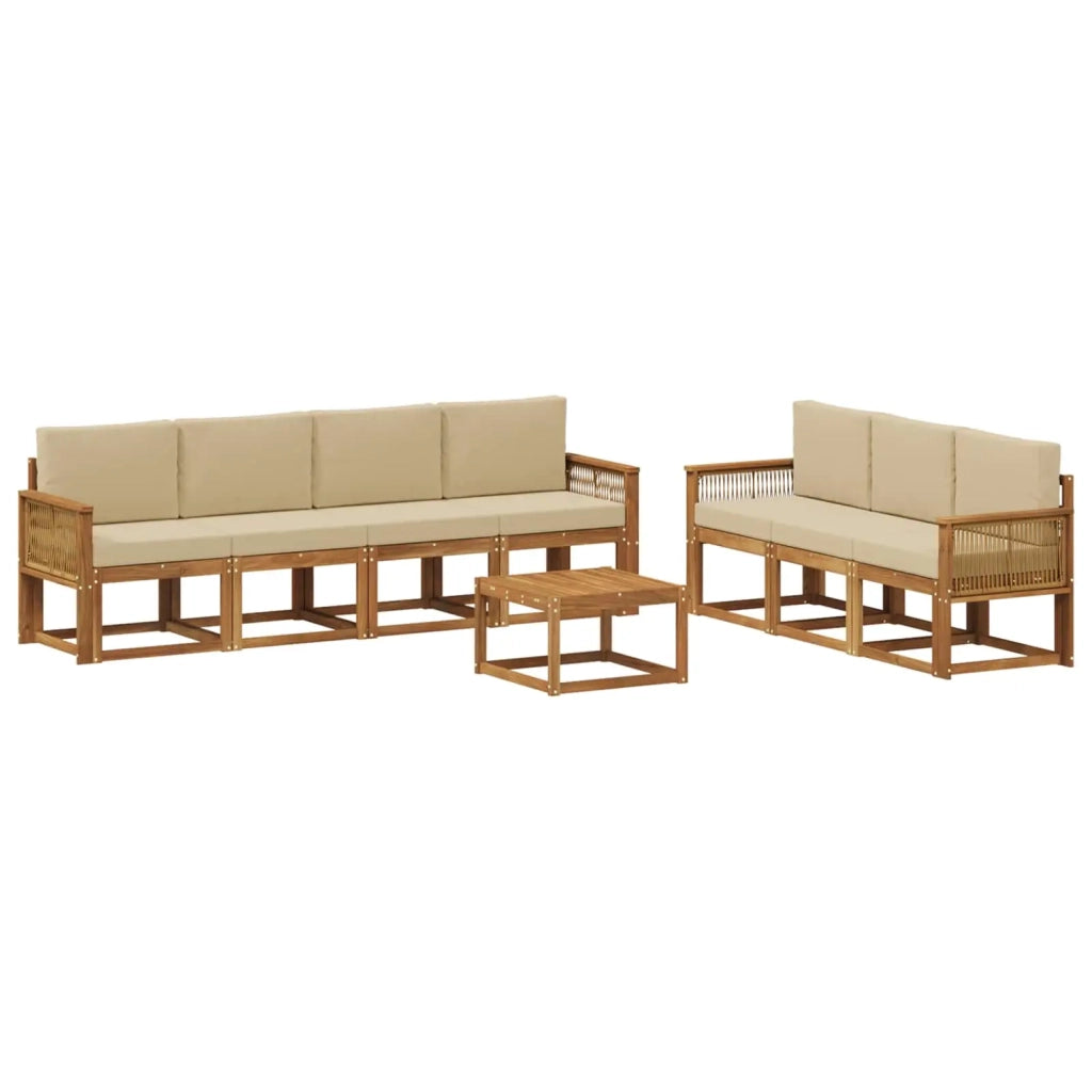 Set di divani da esterno 8 pcs Naturale e Beige Poliestere 3385059