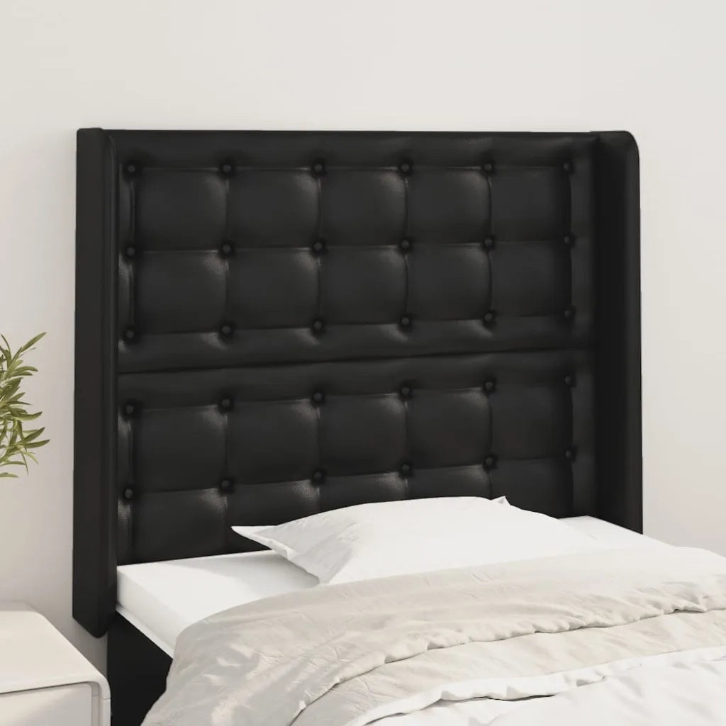 Testiera | Testata ad Orecchio Nera 93x16x118/128 cm in Similpelle