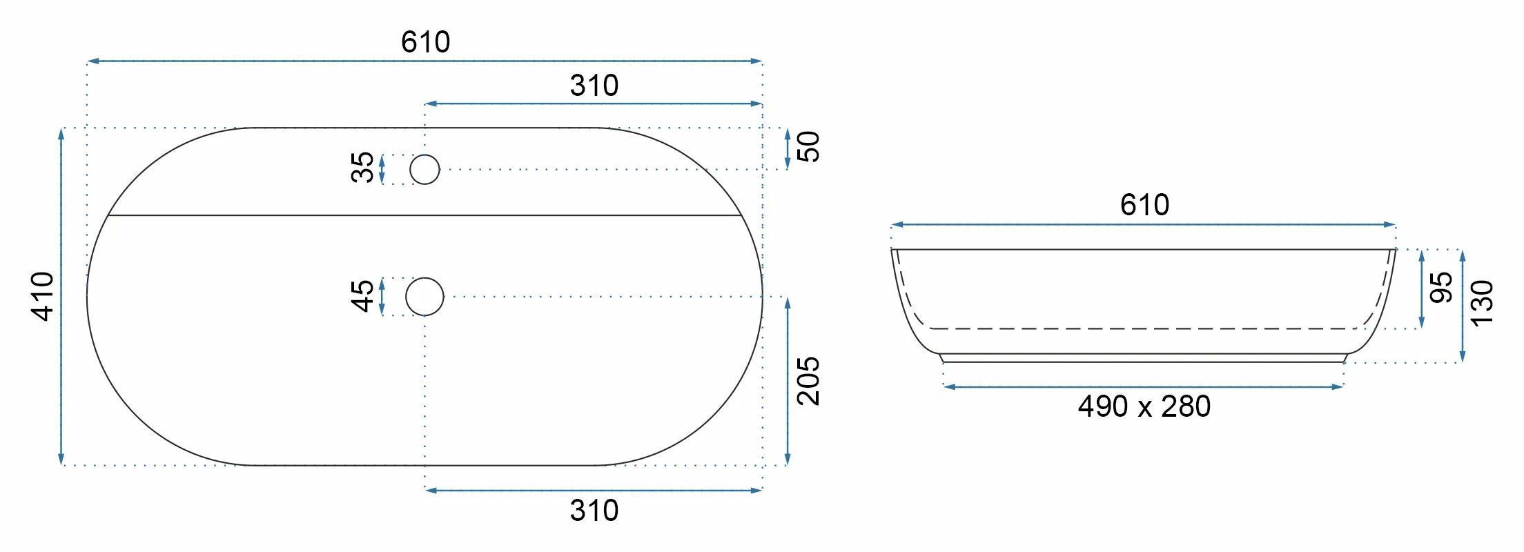 Lavabo Da Appoggio Rea Aura 61 Ecru Shiny