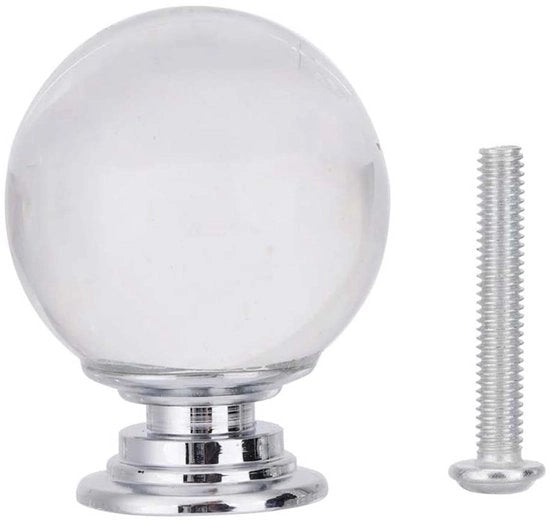 Corona d'oro - Maniglia in vetro cristallo - Pomo di coperchio - Design elegante - Translucido - Accessori di arredamento - Perfetto per cassetti - 30mm