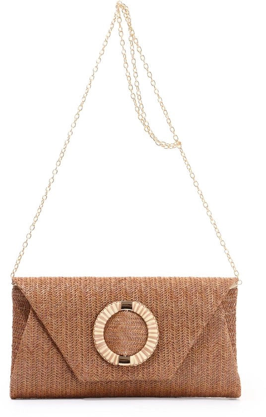 Borsa da Spalla per Donna con Chiusura a Fermo e Cinturino Rimovibile, Borsa da Sera per Donna con Tessuto Elegante, Borsa Boho con Intreccio, Borsa da Spalla Casual per Donna, Modello: 7VSTOHS