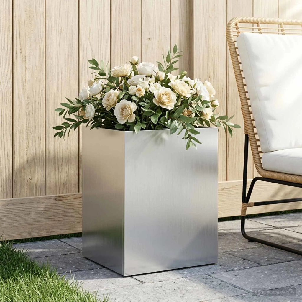 Vaso da giardino Argento 40 x 30 x 50 cm Acciaio zincato 8005494