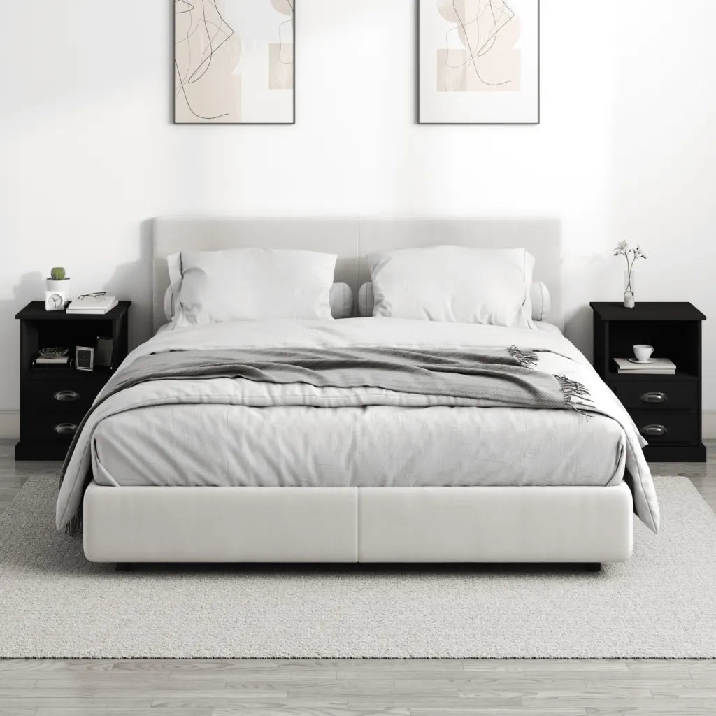 Set di 2 Comodini | Armadio da Notte | Mobiletto da notte Neri 43x36x60 cm