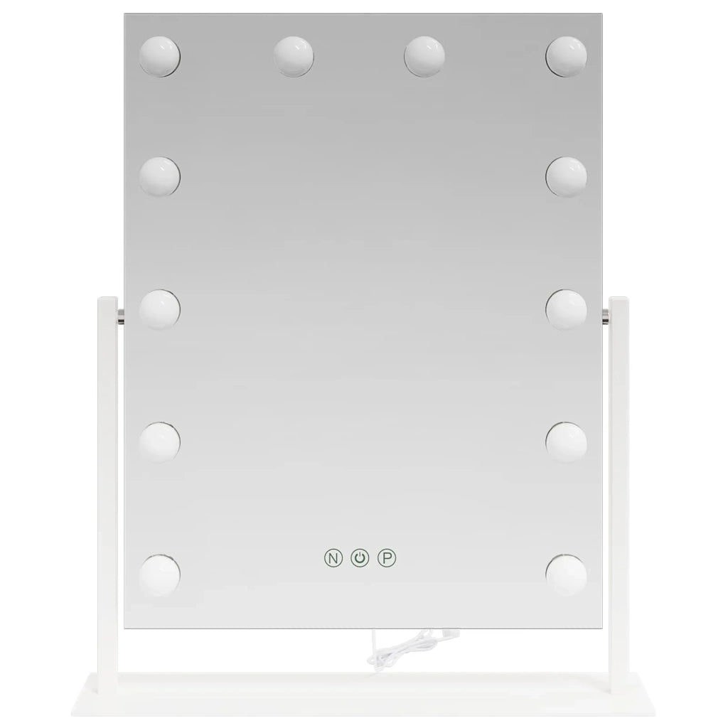 Specchio LED da Vanità Bianco 44 x 10 x 53 cm Vetro e acciaio