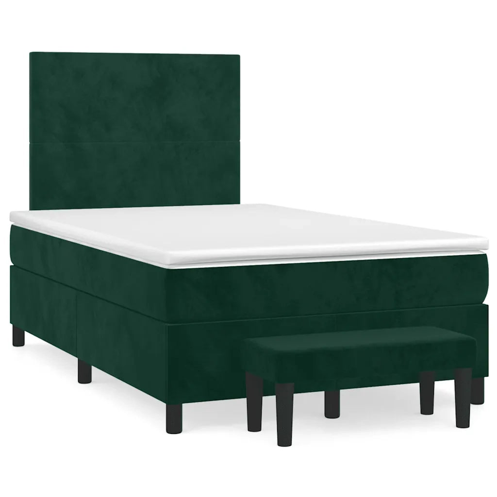 Giroletto a Molle con Materasso Verde Scuro 120x200 cm Velluto