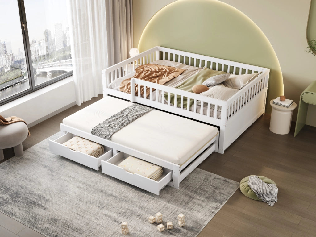 Divano letto con funzione letto estraibile in legno bianco 140x200 cm