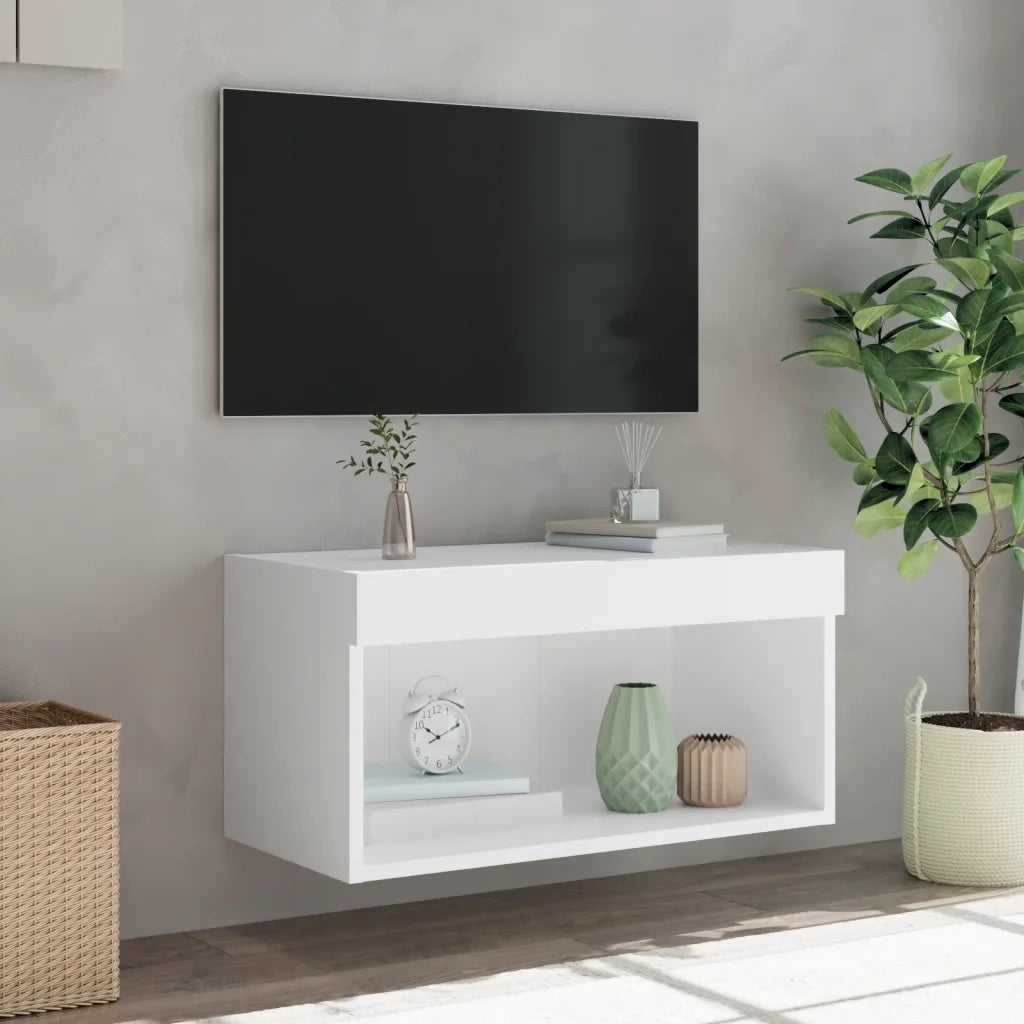 Mobile Porta TV con Luci LED-Mobile per TV-Credenza TV Bianco 60x30x30 cm