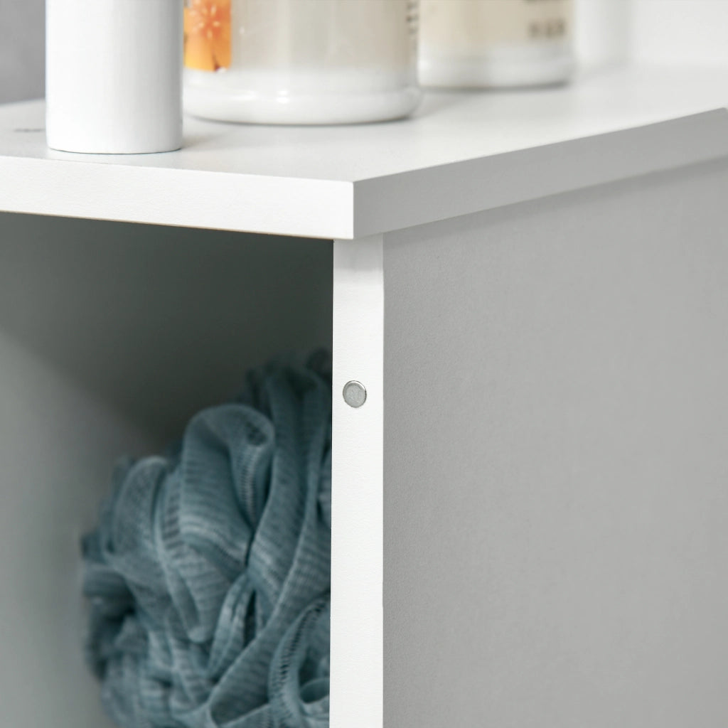 EasyComfort Colonna Bagno con 2 Ripiani e 2 Armadietti, Mobile Alto Salvaspazio 15.2x29.8x118 cm, Bianco