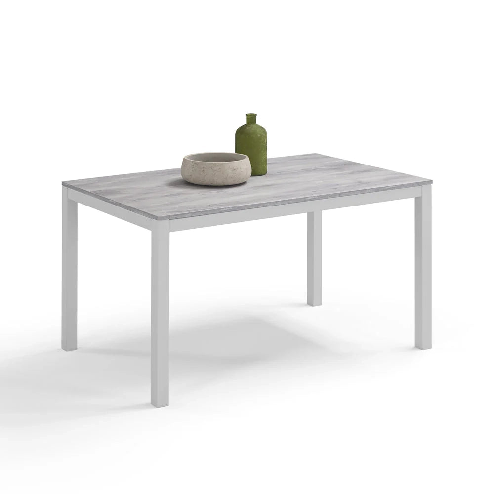 Tavolo da pranzo allungabile 130x80 Cemento Struttura Bianca modello GIOTTO MADE IN ITALY con allunga laterale 40 cm per sala da pranzo, cucina e soggiorno, design moderno