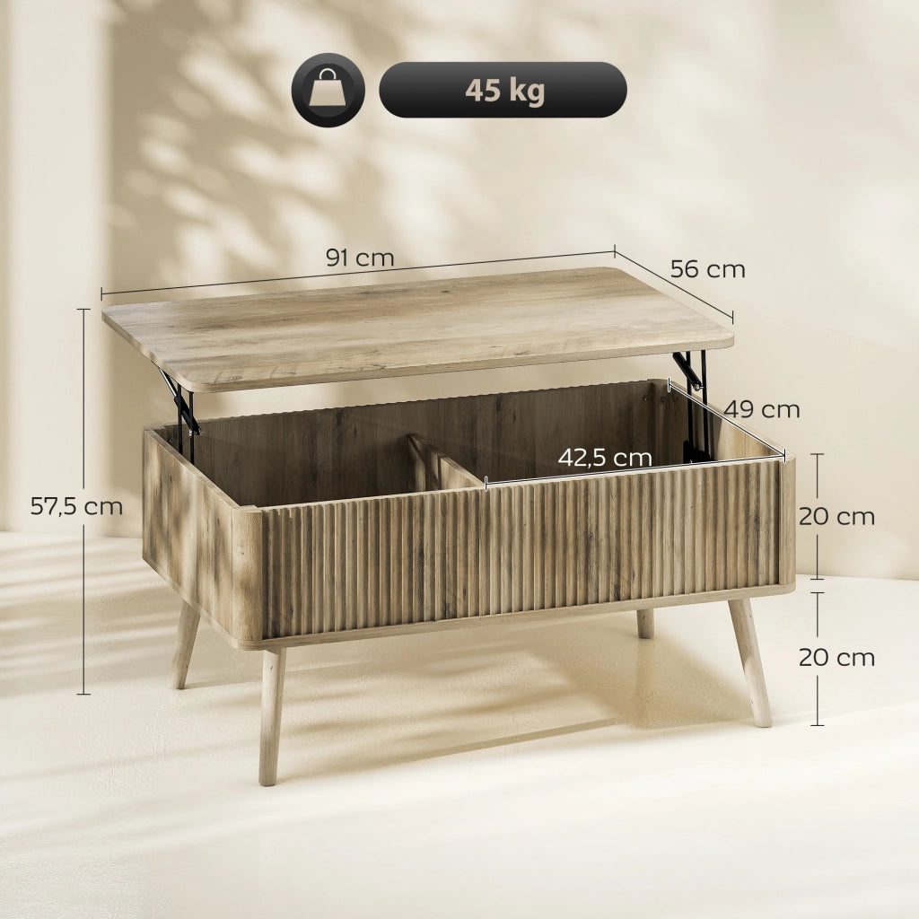 Tavolino da caff¨¨ con contenitore ¨C zephmum ¨C rovere 91x56x43 cm