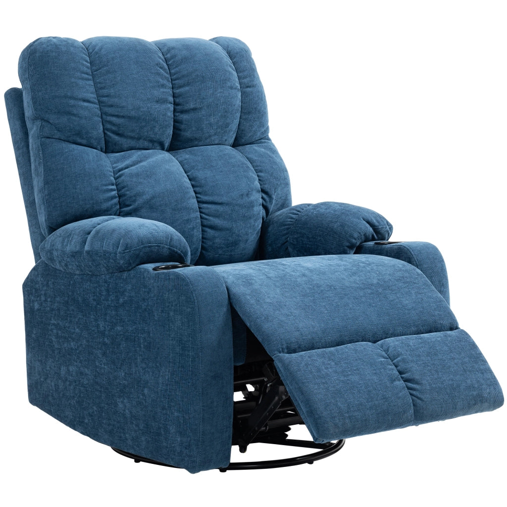 Poltrona relax girevole con poggiapiedi ¨C zephmum ¨C blu scuro 88x96x108