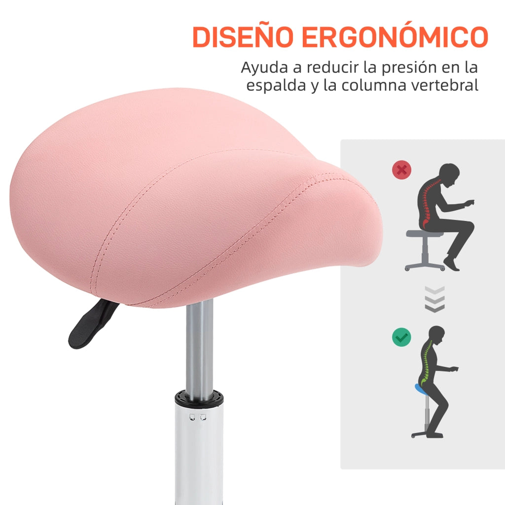 Sgabello con Ruote e Altezza Regolabile ¨C Zephmum ¨C Rosa 52x53x49-61 cm