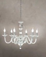 LAMPADARIO GALA 6 LUCI ATTACCO E14 CRISTALLO E CROMO D.72CM