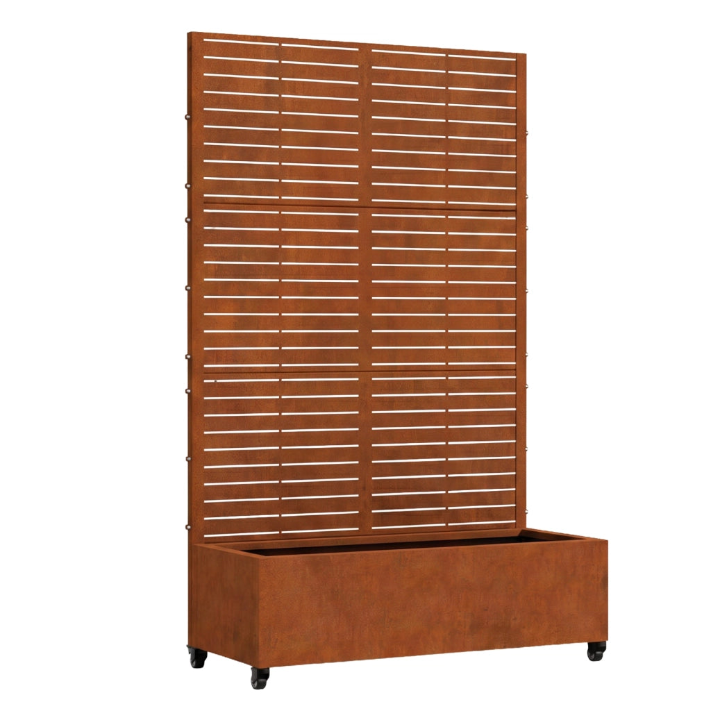 Fioriera con Spalliera Nodepp in Acciaio Corten 190 x 120 x 38 cm - Marrone Ossidato casa.pro