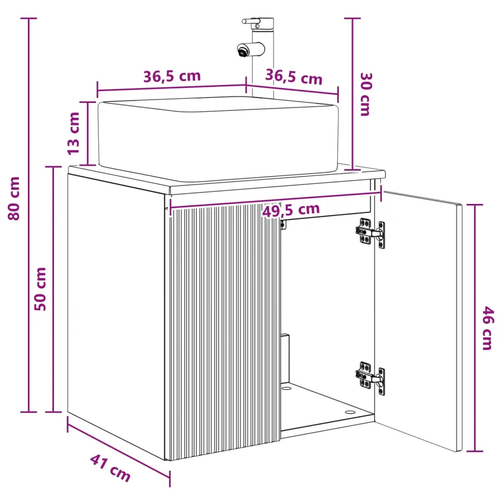 Mobile Lavabo da Parete Legno antico 49,5 x 41 x 63 cm 890410