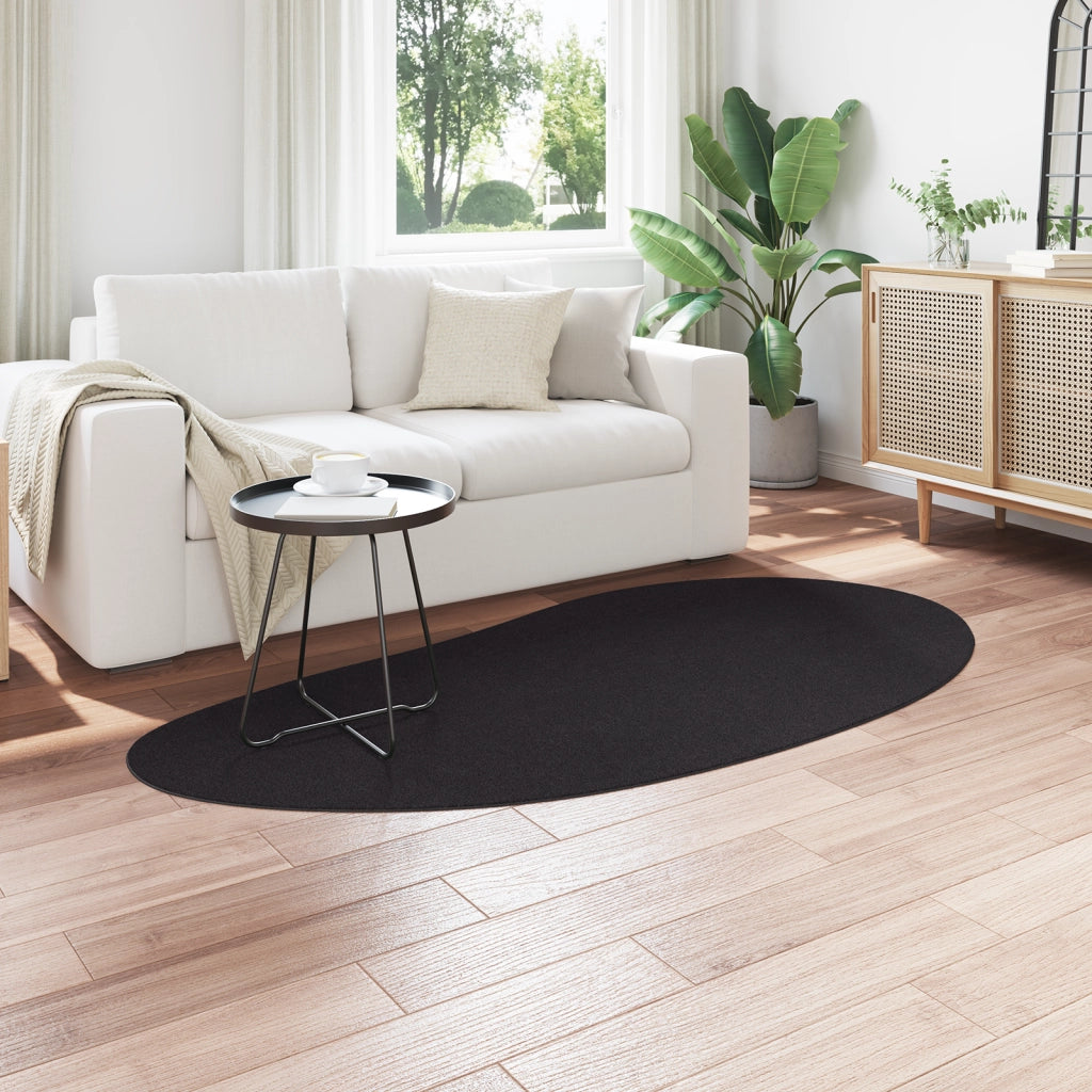 Tappeto Nero 100x200 cm Poliestere Antiscivolo