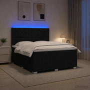 Letto Box Spring LED con Materasso Nero 140 x 190 cm Tessuto 3455607