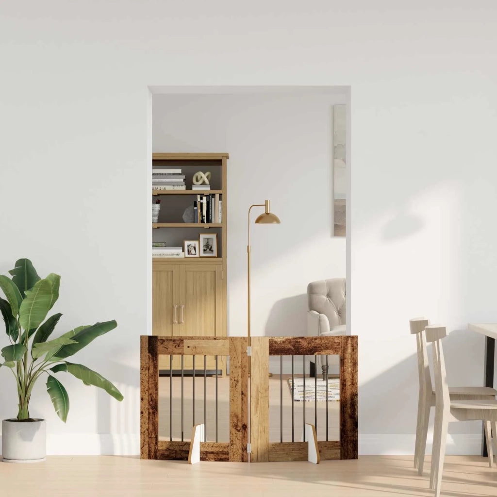 Cancello per cani con supporti 2 pz Legno antico 60 x 60 cm CFW7035433