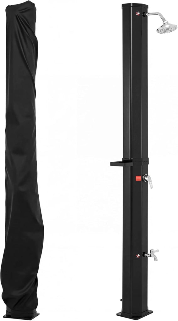 SOARS Doccia Solare da Giardino 60 L, 277 cm Doccia da Esterno con Copertura Protettiva, Soffione 360° e Rubinetto per Piedi, Max. 60 °C, per Piscina e Spiaggia