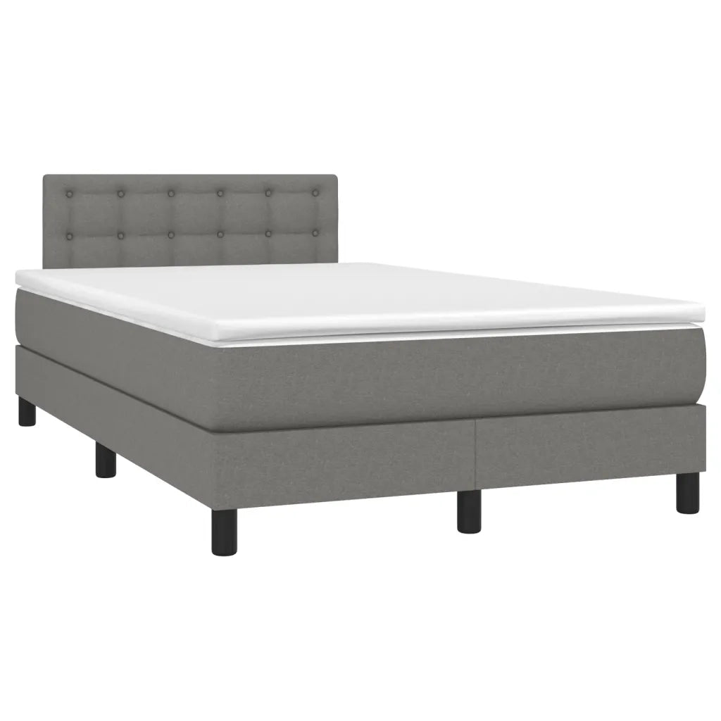 Letto a Molle Materasso e LED Grigio Scuro 120x190cm in Tessuto