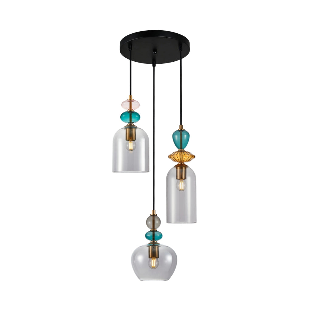 Lampadario a sospensione Busco Italux vetro multicolor 3xE27