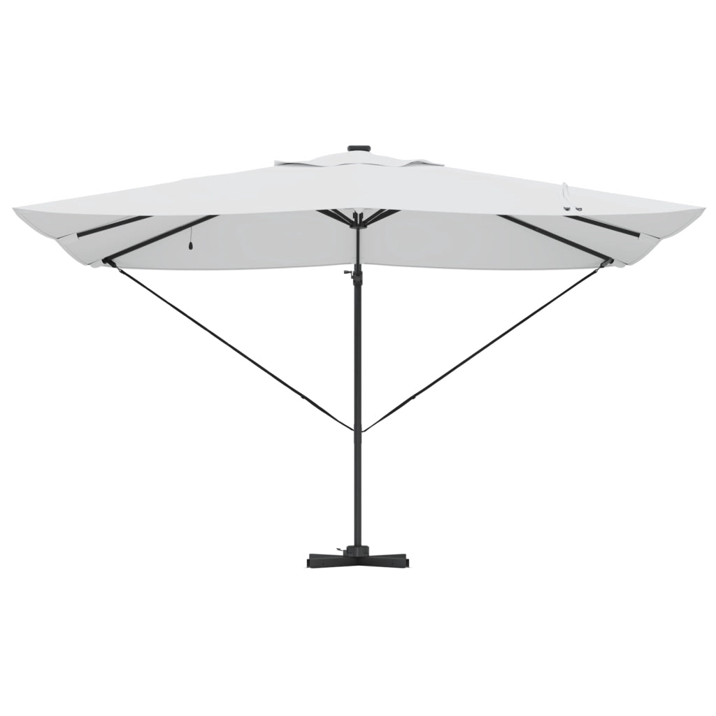 Ombrellone a Sbalzo con LED Sabbia 352x251x265 cm Alluminio