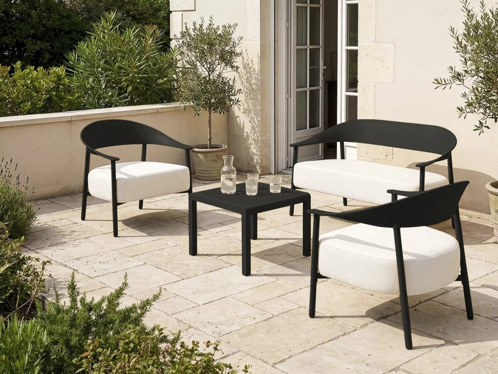Set di mobili da giardino in metallo e plastica "Céora" - 4 posti - Nero
